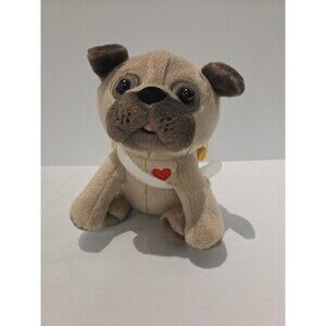 8” Hallmark Valentines Cupid Pug Plush Stuffed Animal Heart Tan Brown